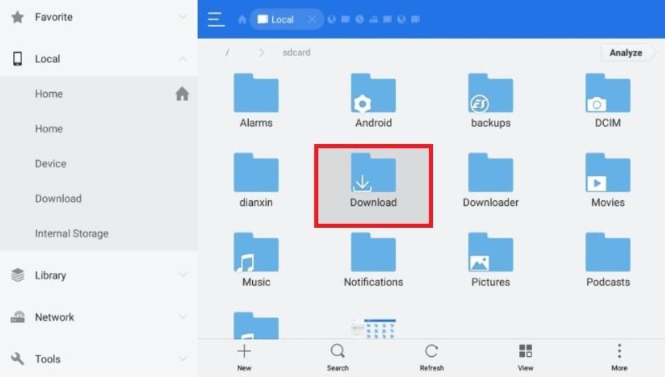 select download tab
